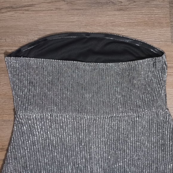 Wild Fable Silver Shimmery Women's Medium Strapless Mini Party Dress Metallic - Picture 3 of 4